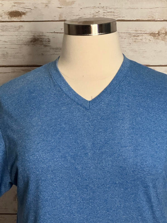 Alphabeta marled blue V-neck cotton-blend short sleeve t-shirt Size Large