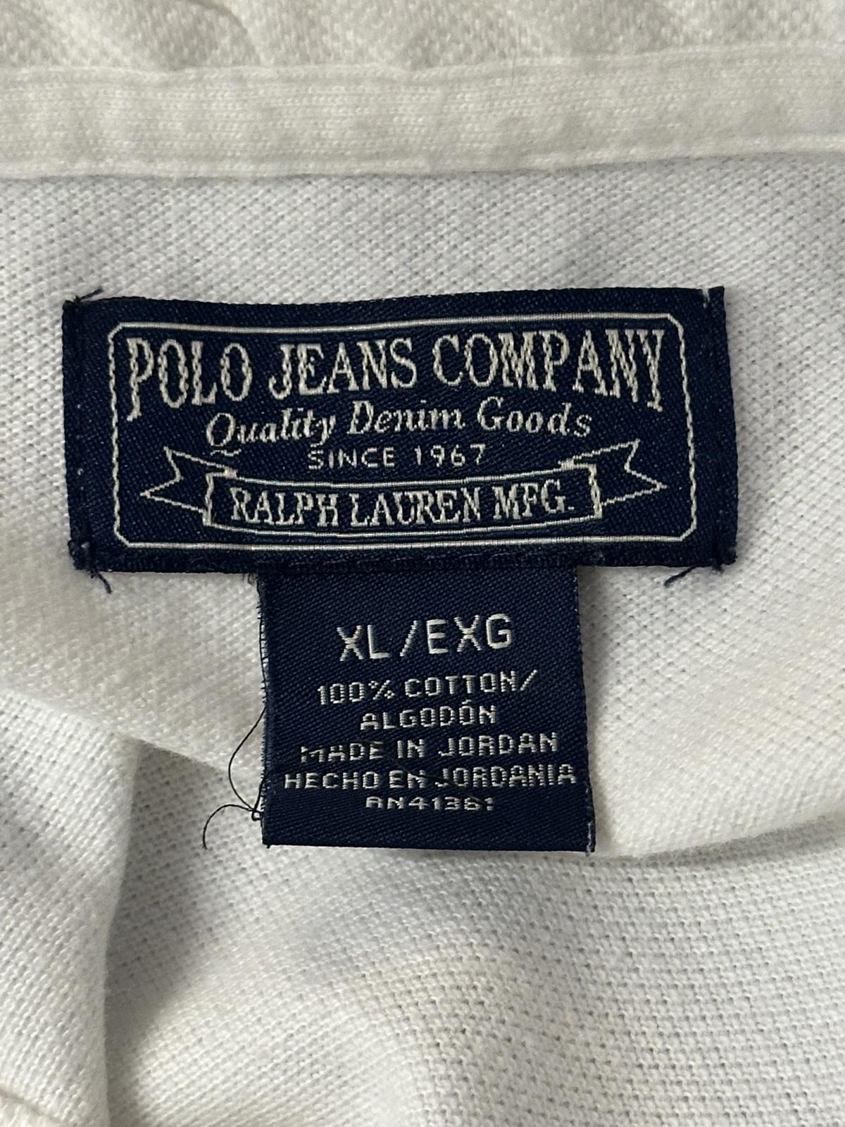 Vtg Polo Jeans Co white cotton short-sleeve ruffled collar polo shirt Size XL