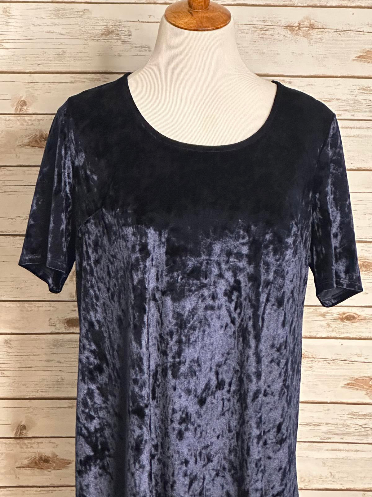 Westport 1962 navy crushed velvet whimsigoth dark fairy swing/A-line dress Large