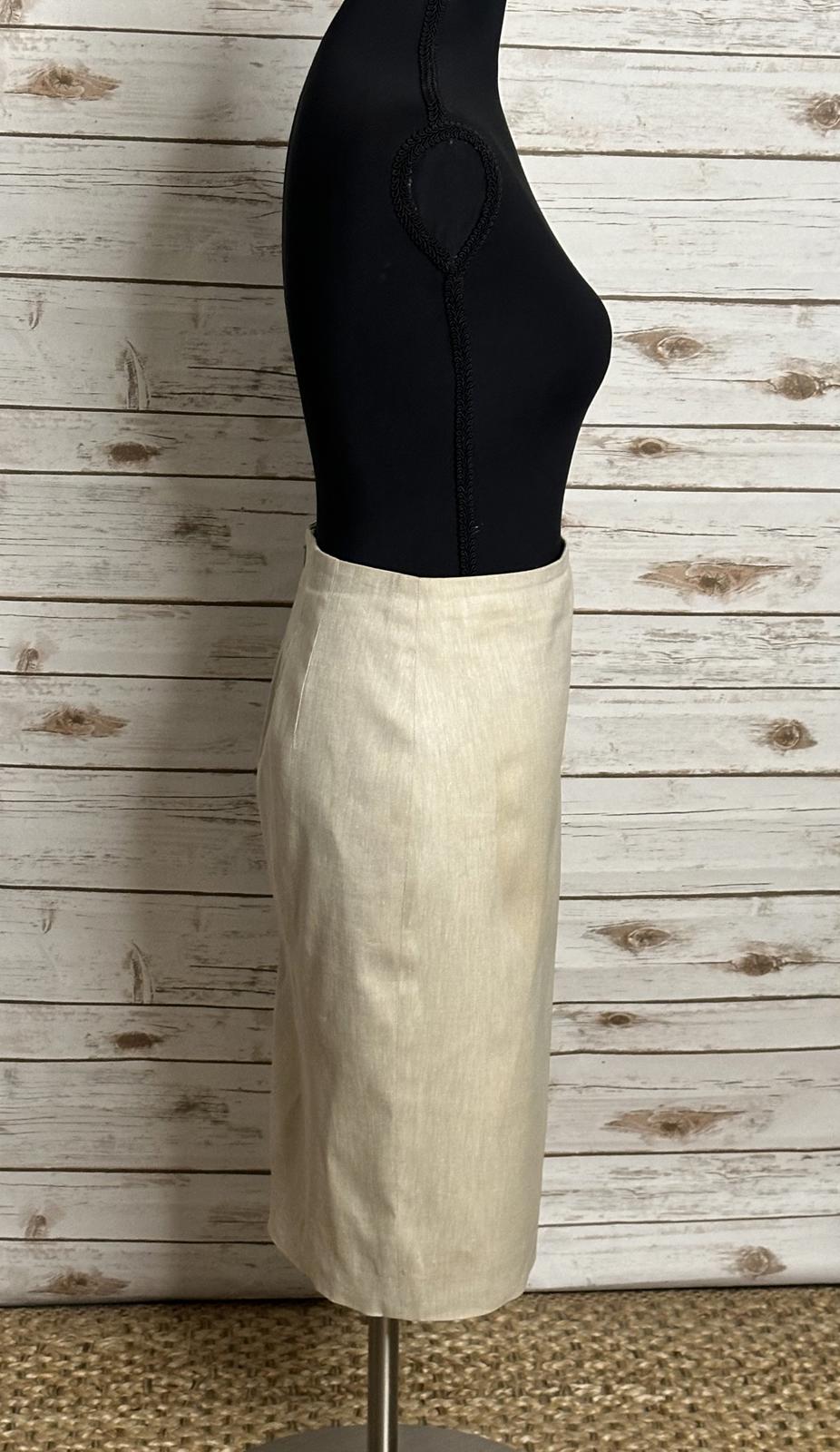 Ann Taylor classic tailored corpcore beige linen/cotton pencil skirt Size 4