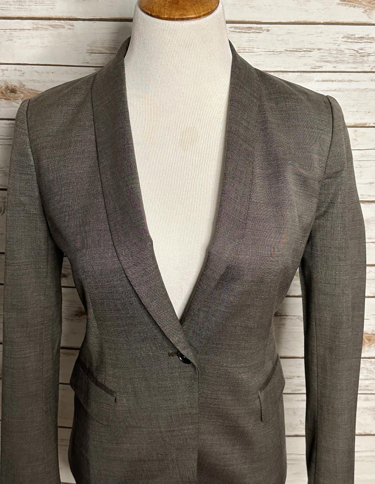 Ann Taylor taupe/brown wool-blend tailored tuxedo-inspired blazer Size 8P