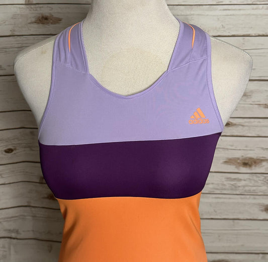 Adidas Youth Girl purple orange colorblock racerback tank top Large/13-14Y