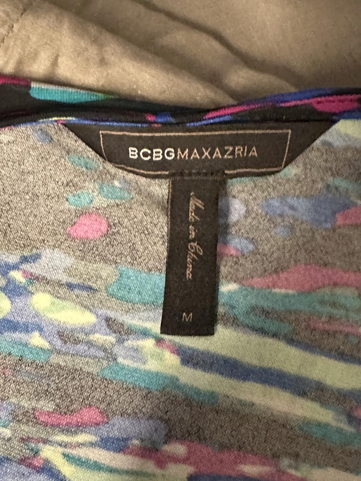 BCBGMaxAzria multicolored V-neck long sleeve wrap dress Medium dopemine artsy