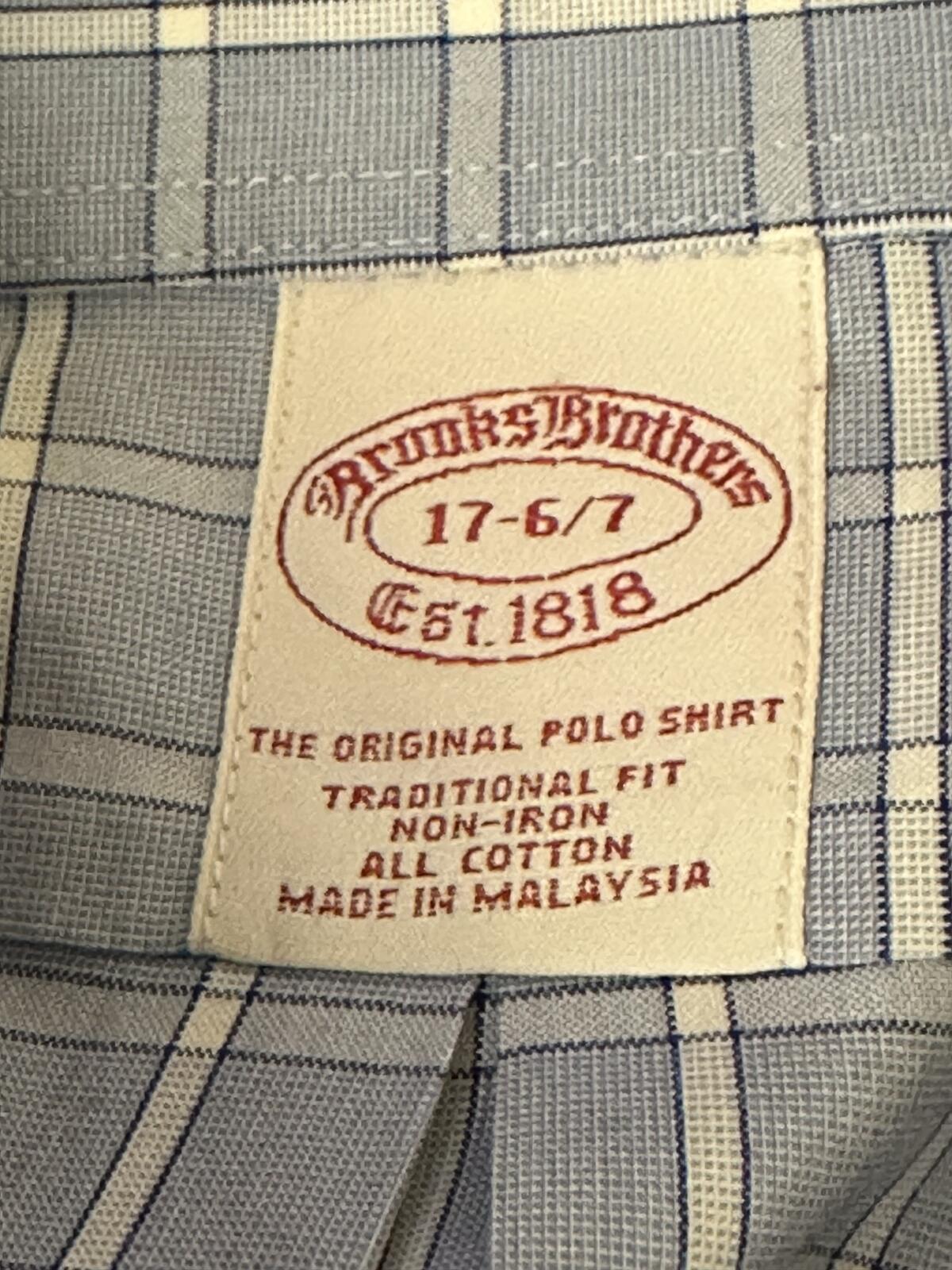 Brooks Brothers Original Polo Shirt blue white cotton button-down shirt 17-6/7
