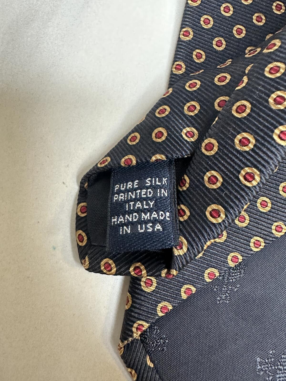 Brooks Brothers Makers Men's tie 100% Italian silk navy geometric dot classic