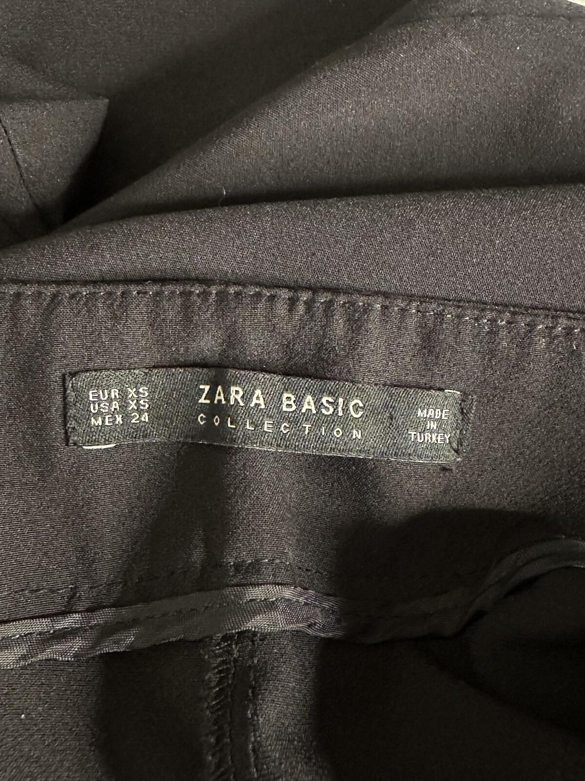 Zara Basic black pearl embellished wrap-style skort XS minimalist modern classic