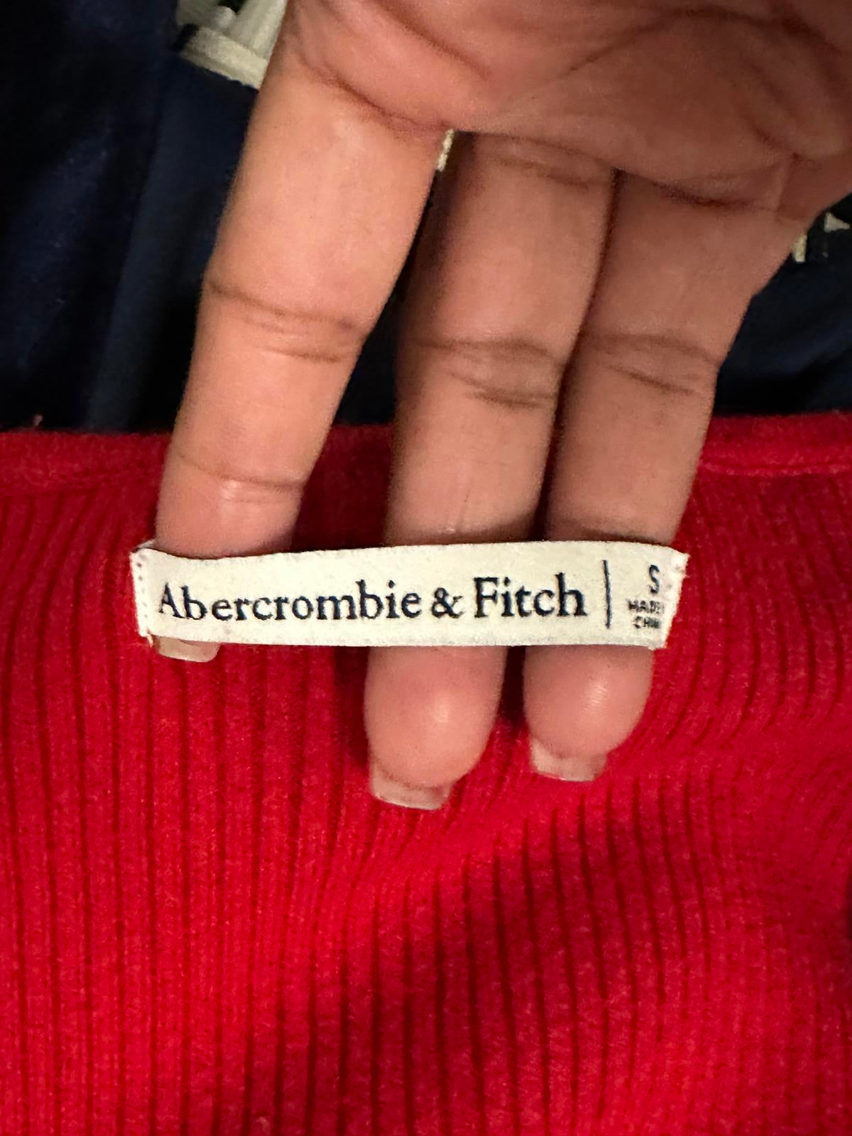 Abercrombie & Fitch red long sleeve ribbed knit bodysuit Size Small
