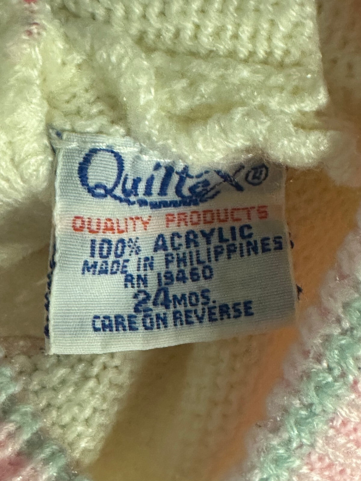 Vintage Quiltex cream teddy bear applique full zip hooded sweater Size 24M