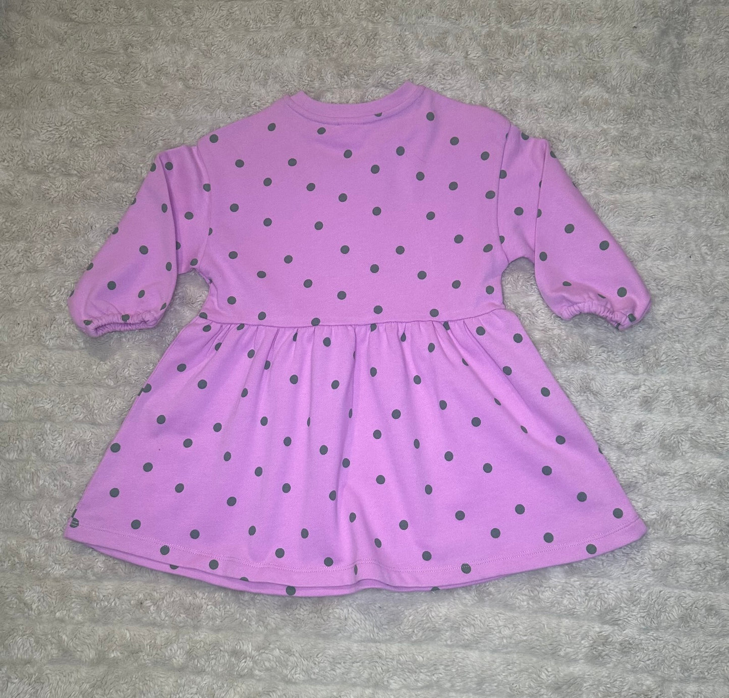 Mini Boden pink green polka long sleeve cotton knit sweatshirt twirl dress 3-4Y