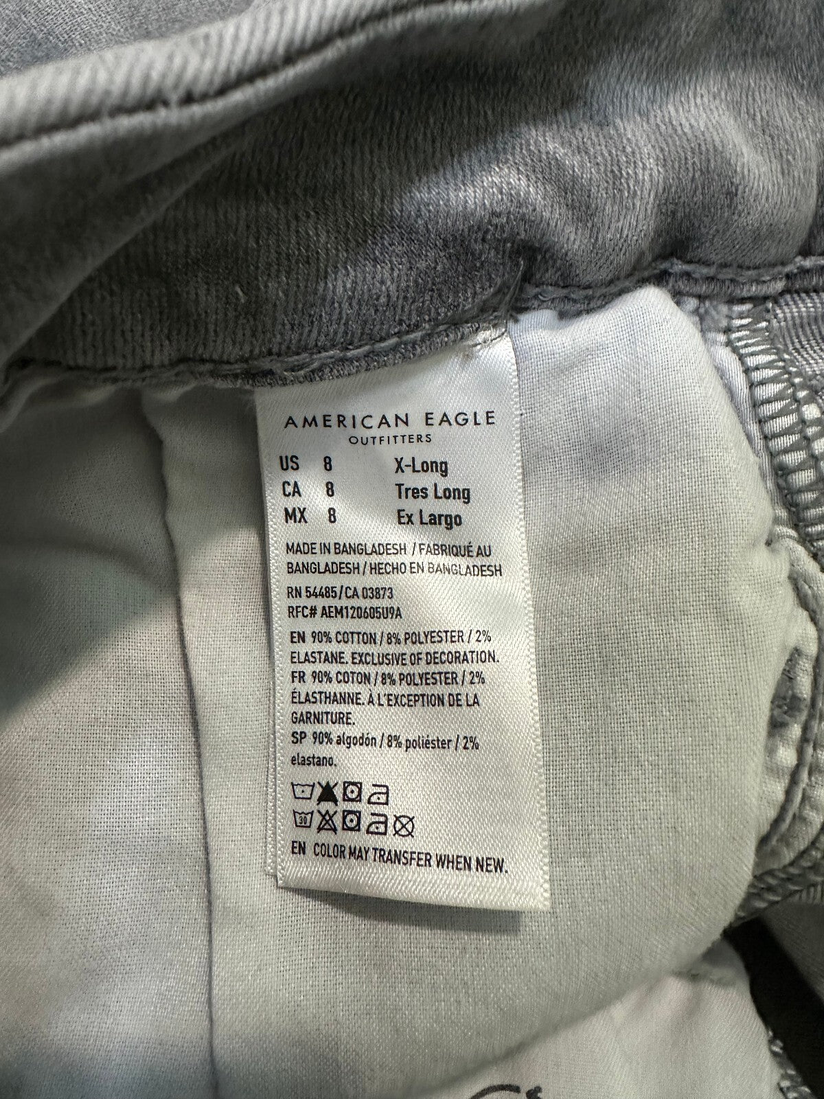 American Eagle grey Curvy Hi-Rise Next Level Stretch jeggings Size 8 X-Long