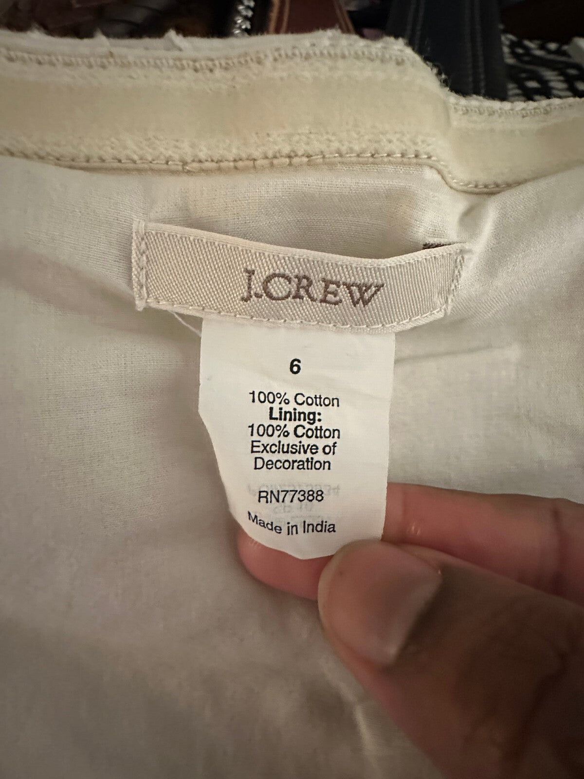 J.Crew ivory embroidered strapless 100% cotton fit & flare dress Size 6 bridal