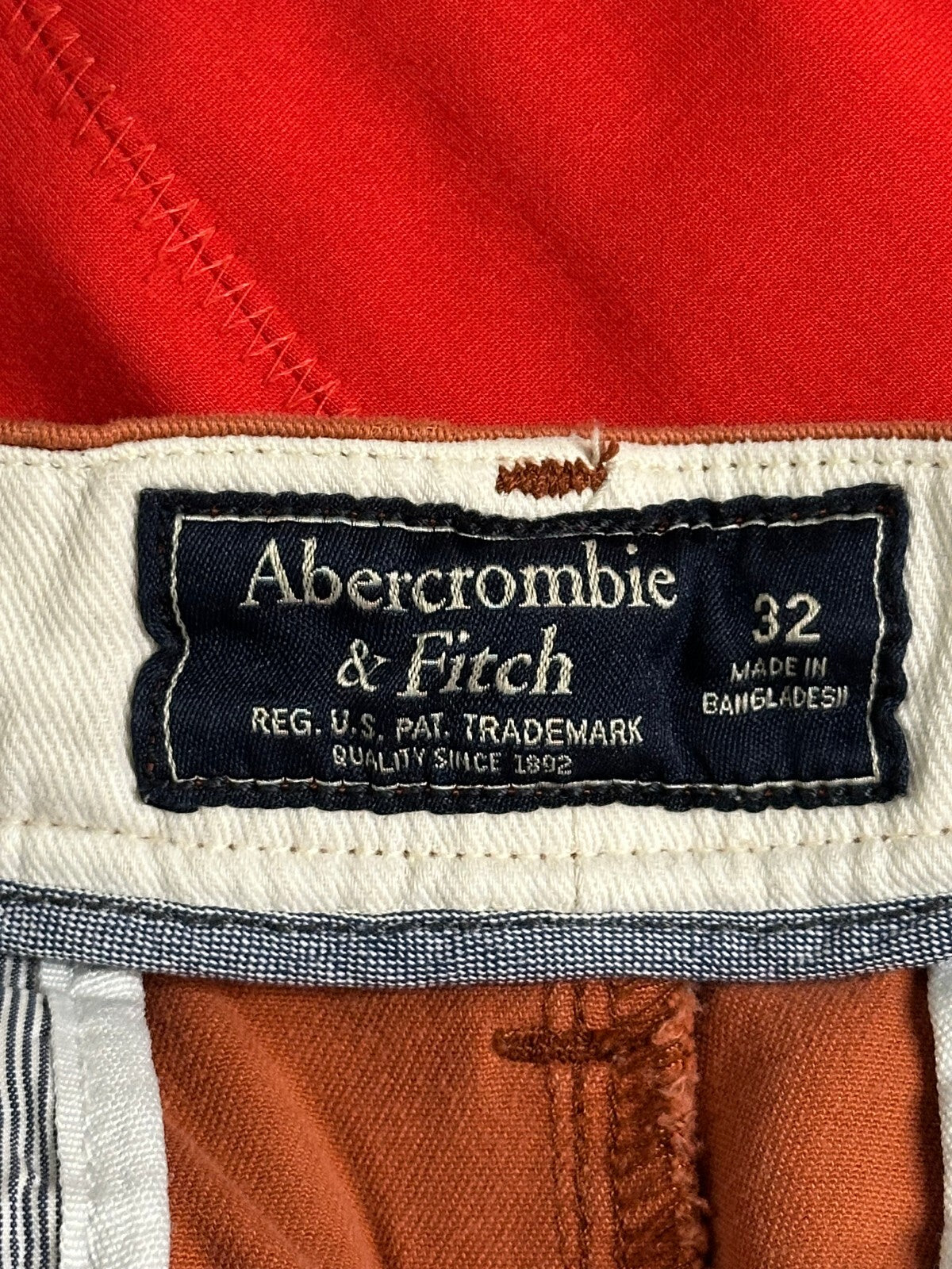 Abercrombie & Fitch coral orange 100% cotton chino shorts Size 32 coastal preppy