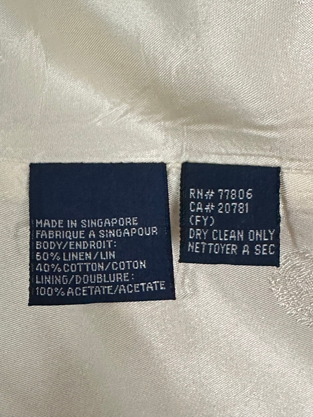 Tommy Hilfiger ivory linen cotton single-breasted sports coat blazer XL classic
