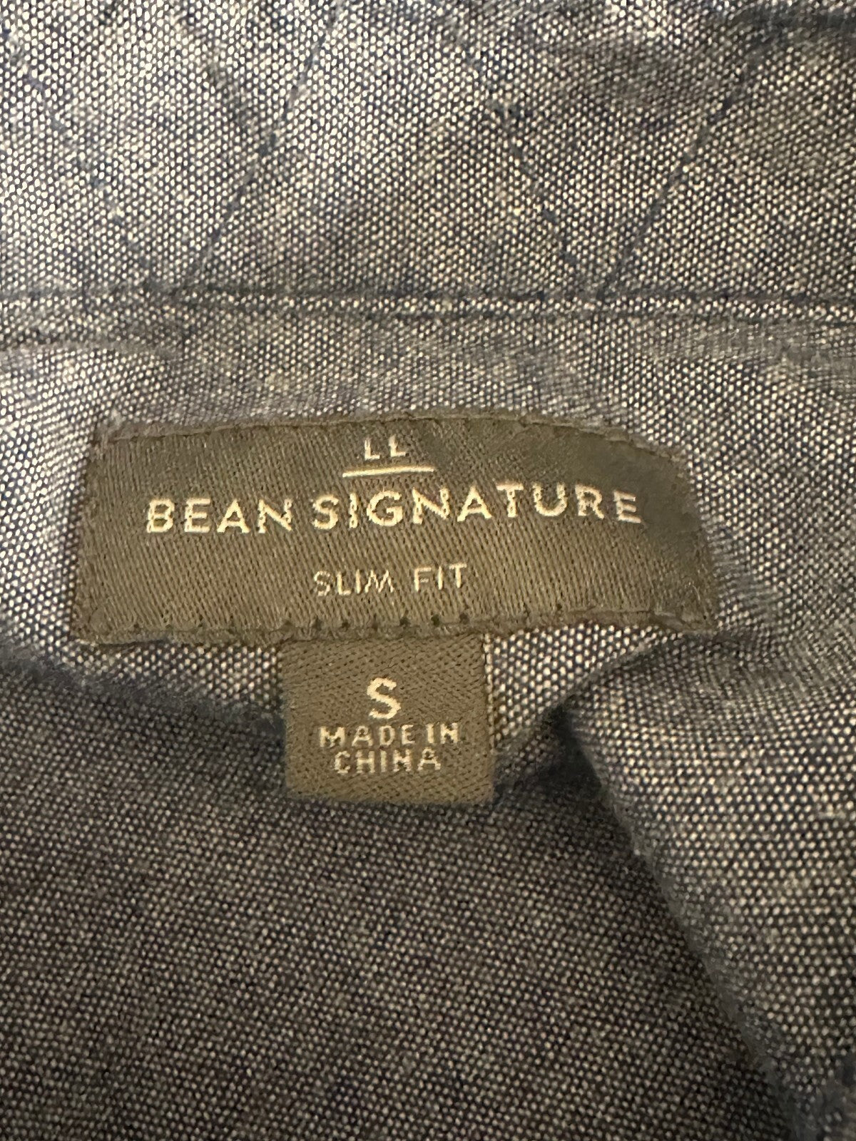 L.L.Bean Signature Slim Fit blue plaid long sleeve linen button-up shirt Small