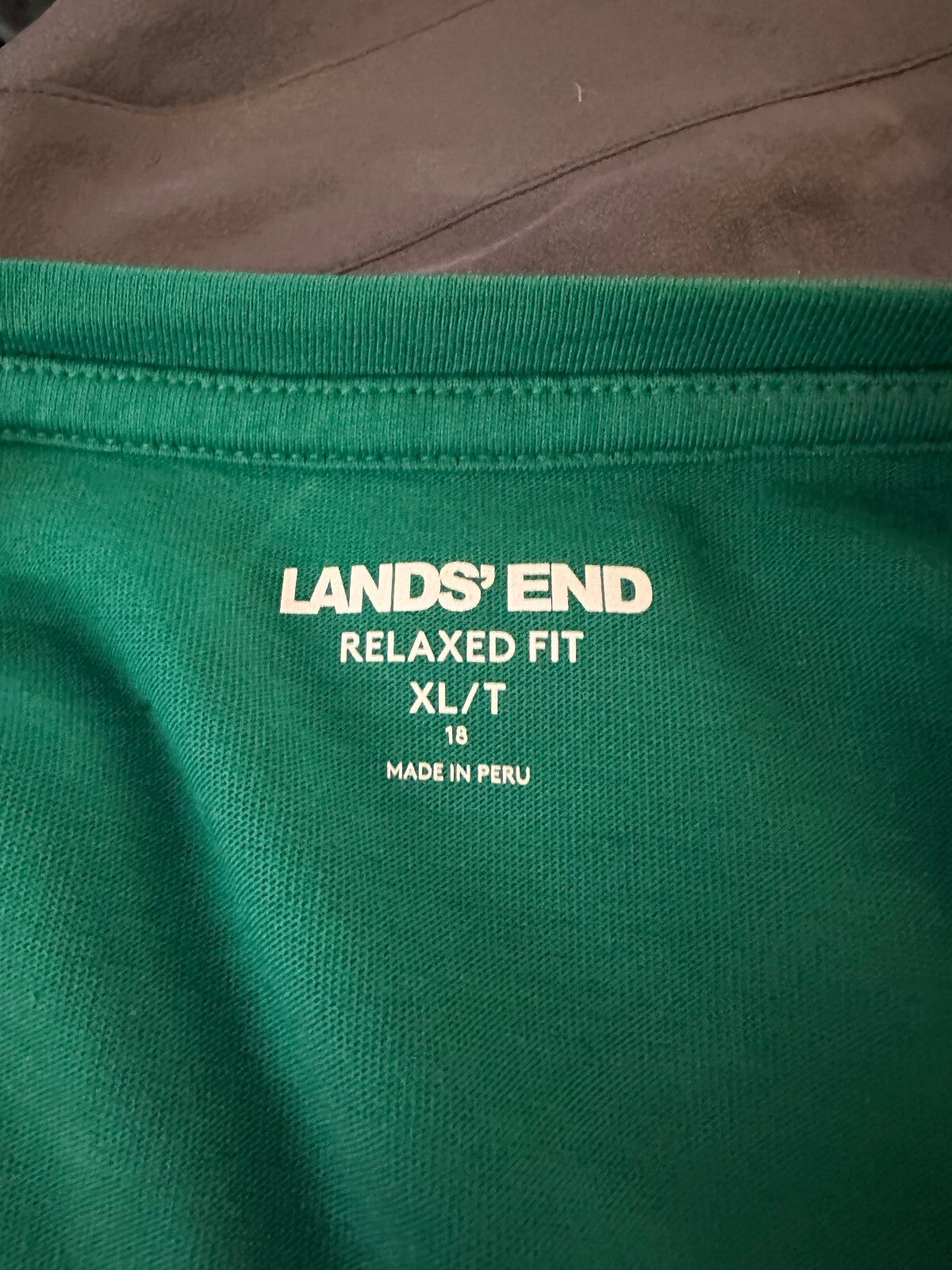 Lands' End kelly green 100% cotton crew neck long sleeve t-shirt Size XL-Tall/18