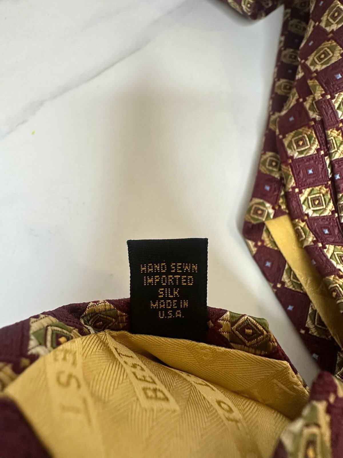 Robert Talbott Best of Class Nordstrom burgundy gold sage green 100% silk tie