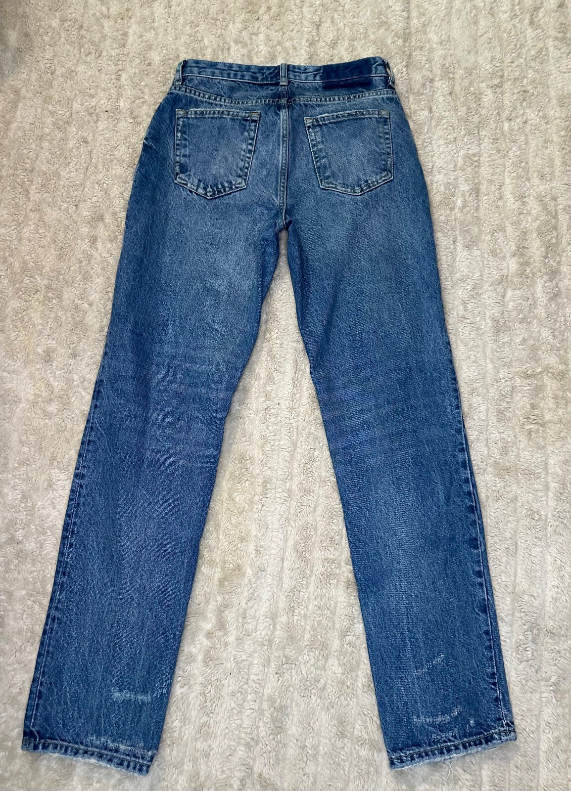 Zara distressed medium wash button-up straight leg denim jeans Size 30 indie Y2K