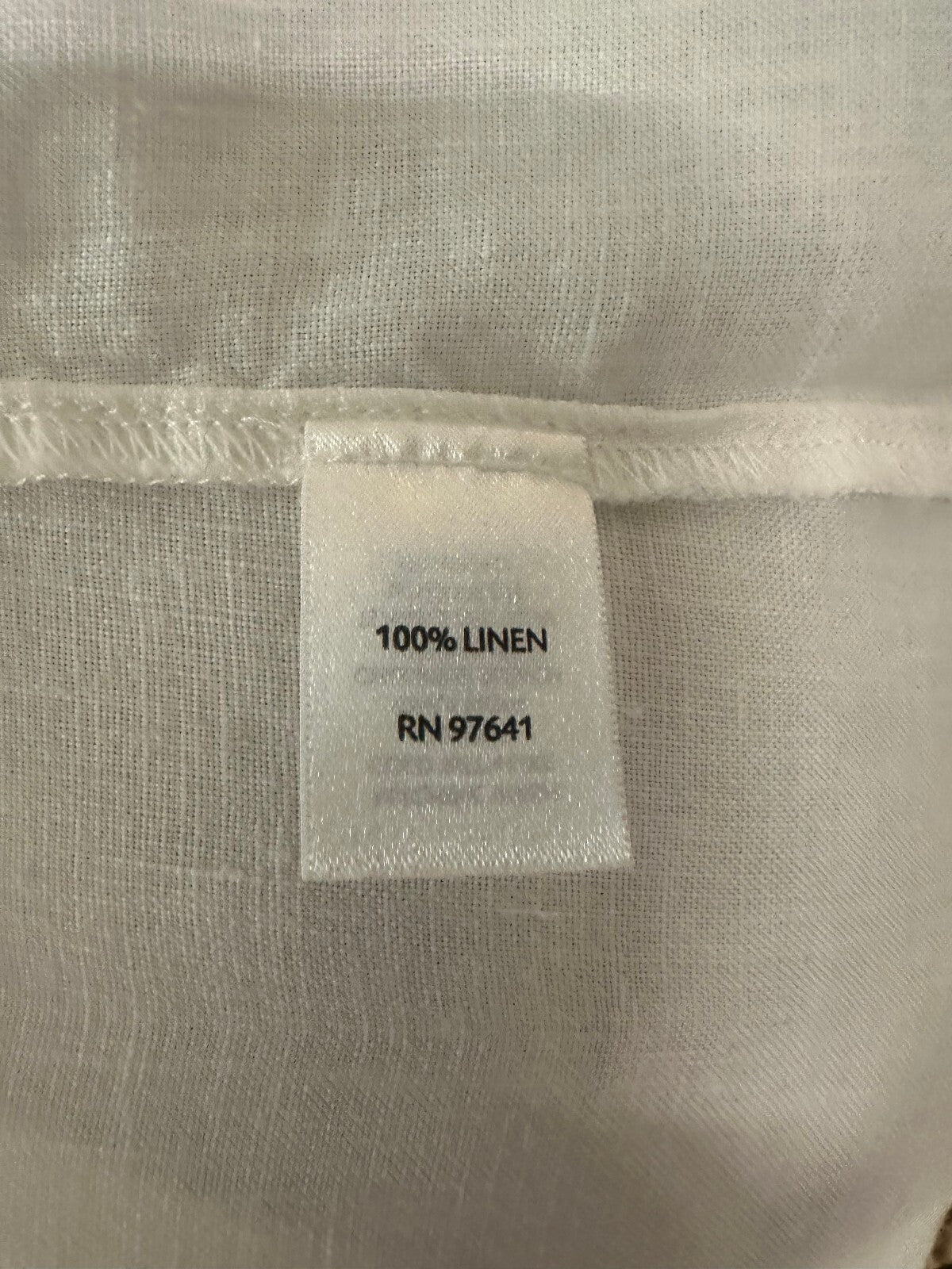 J. Jill white 100% linen mandarin collar long sleeve button-up shirt Small