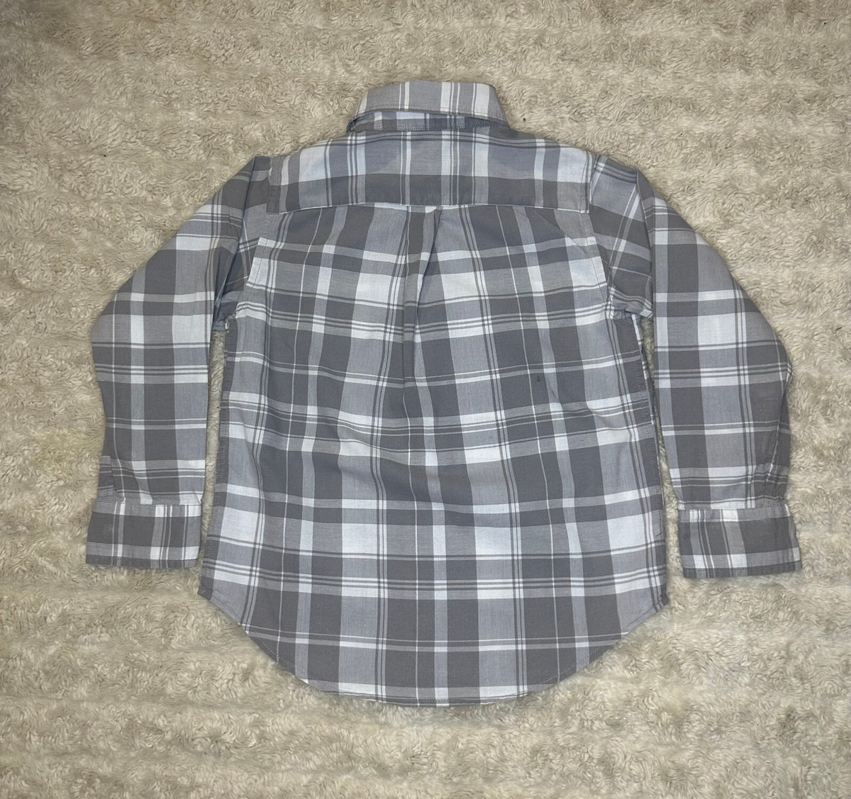 Ralph Lauren grey white plaid button-down long sleeve shirt 4/4T preppy classic