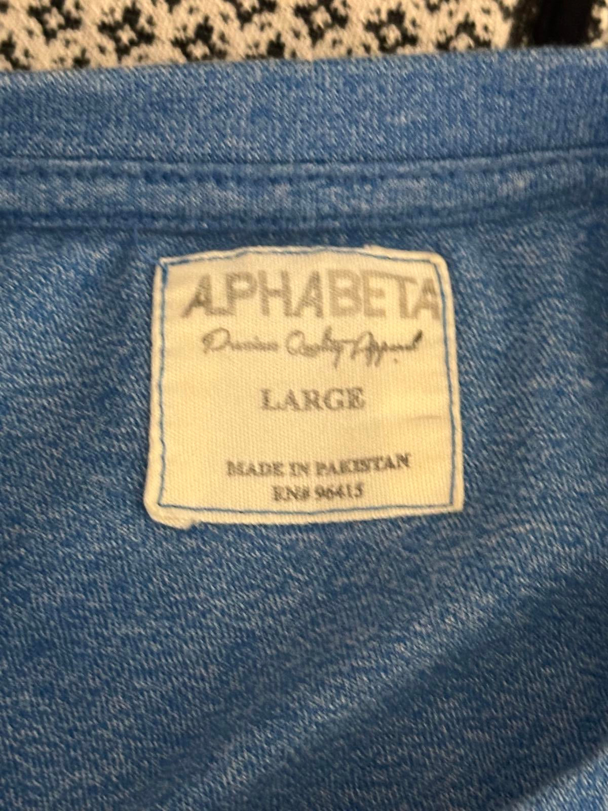 Alphabeta marled blue V-neck cotton-blend short sleeve t-shirt Size Large