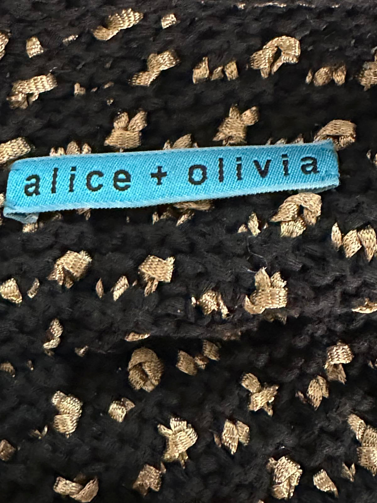 Alice+Olivia black/gold tweed sleeveless A-line textured knit mini dress Size XS