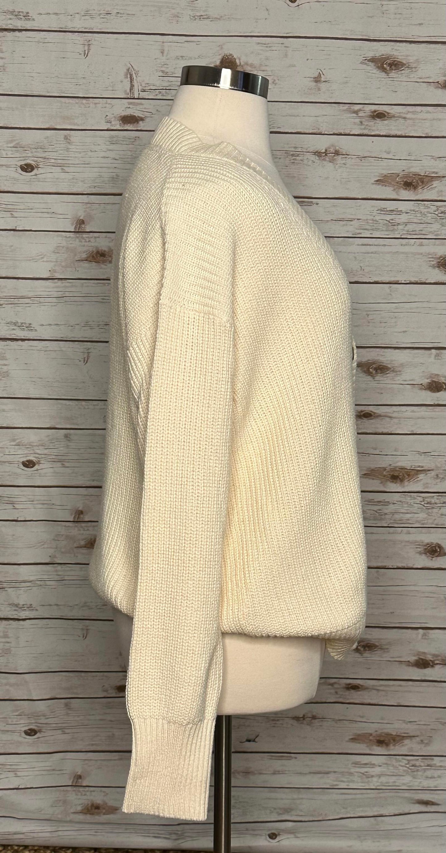 Faherty cream cozy cotton oversized V-neck boyfriend cardigan sweater Size XL