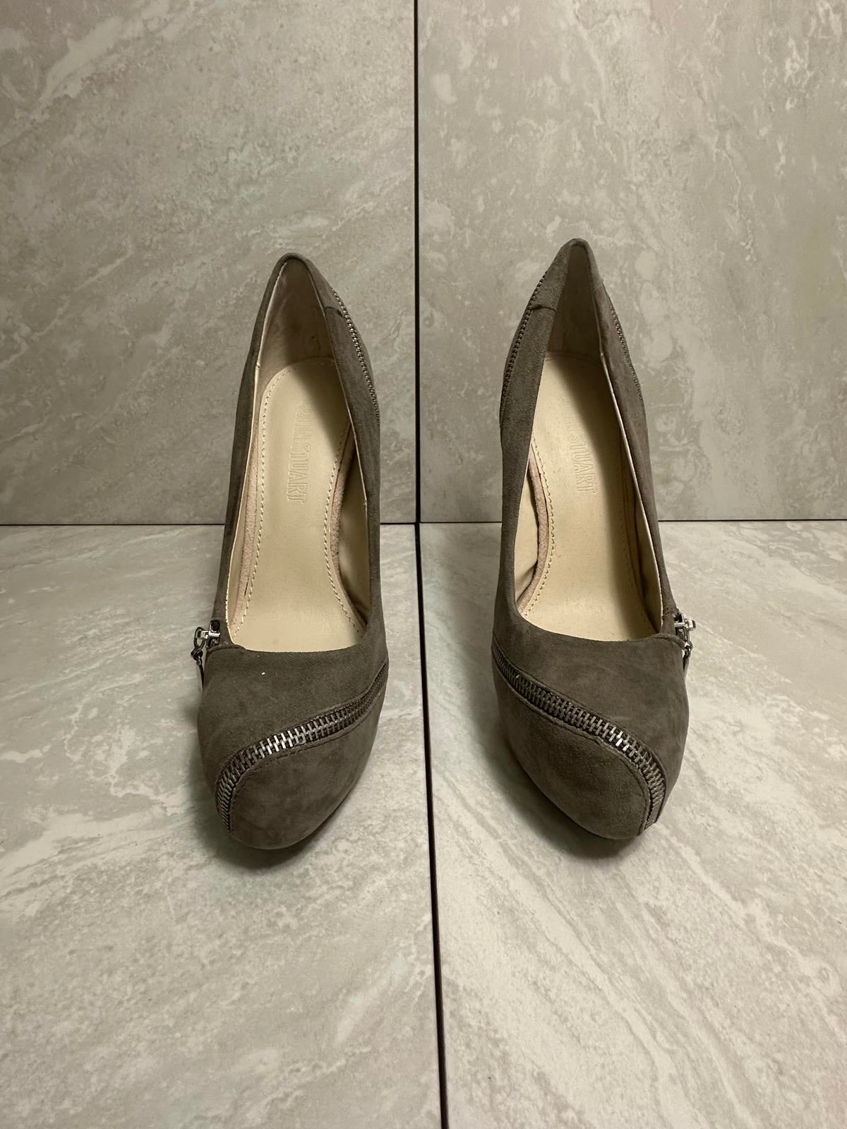 Colin Stuart grey suede zippered platform stiletto heels Size 8