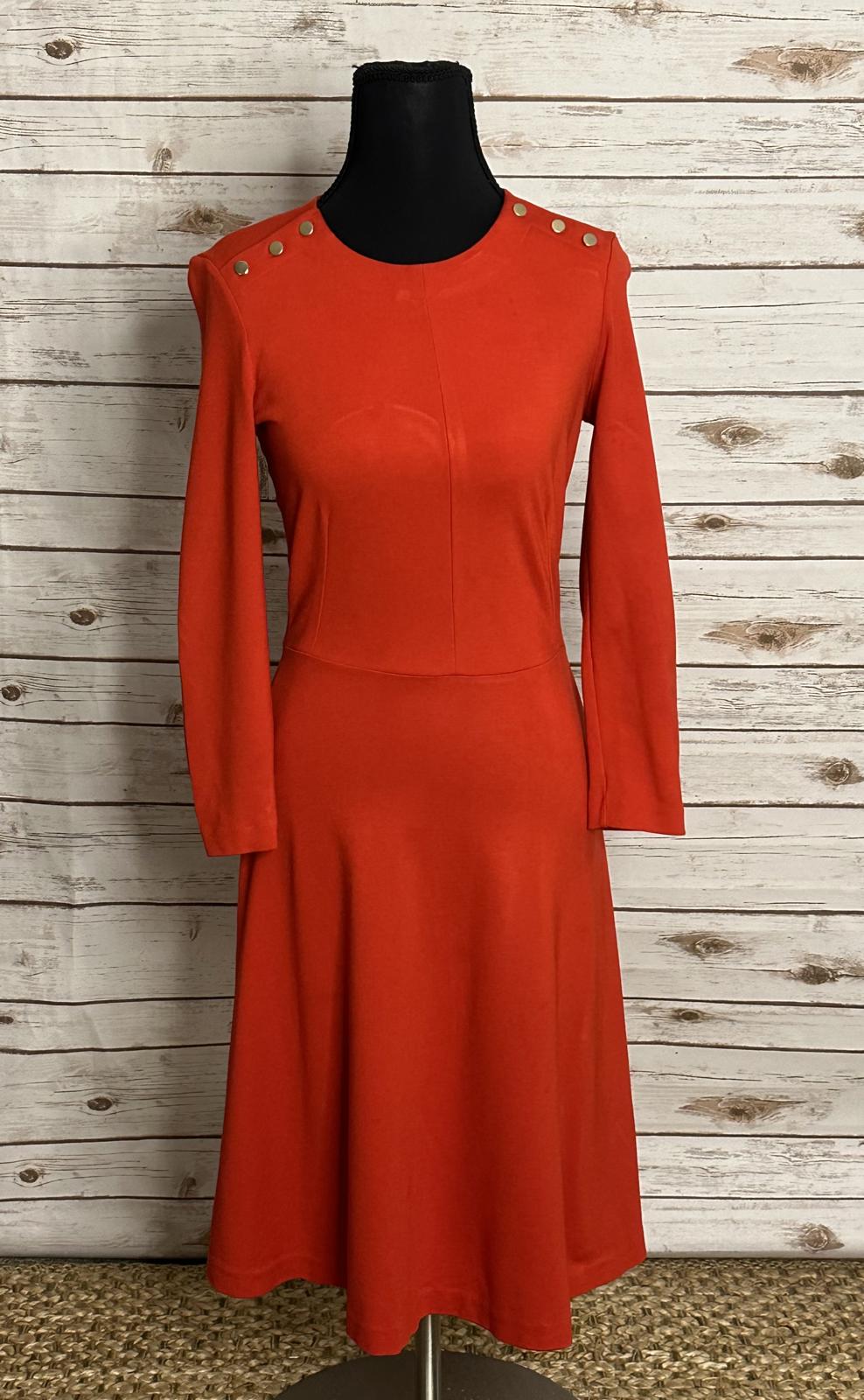 LK Bennett classic business casual Tomato Red Dr Case fit and flare dress Size 2