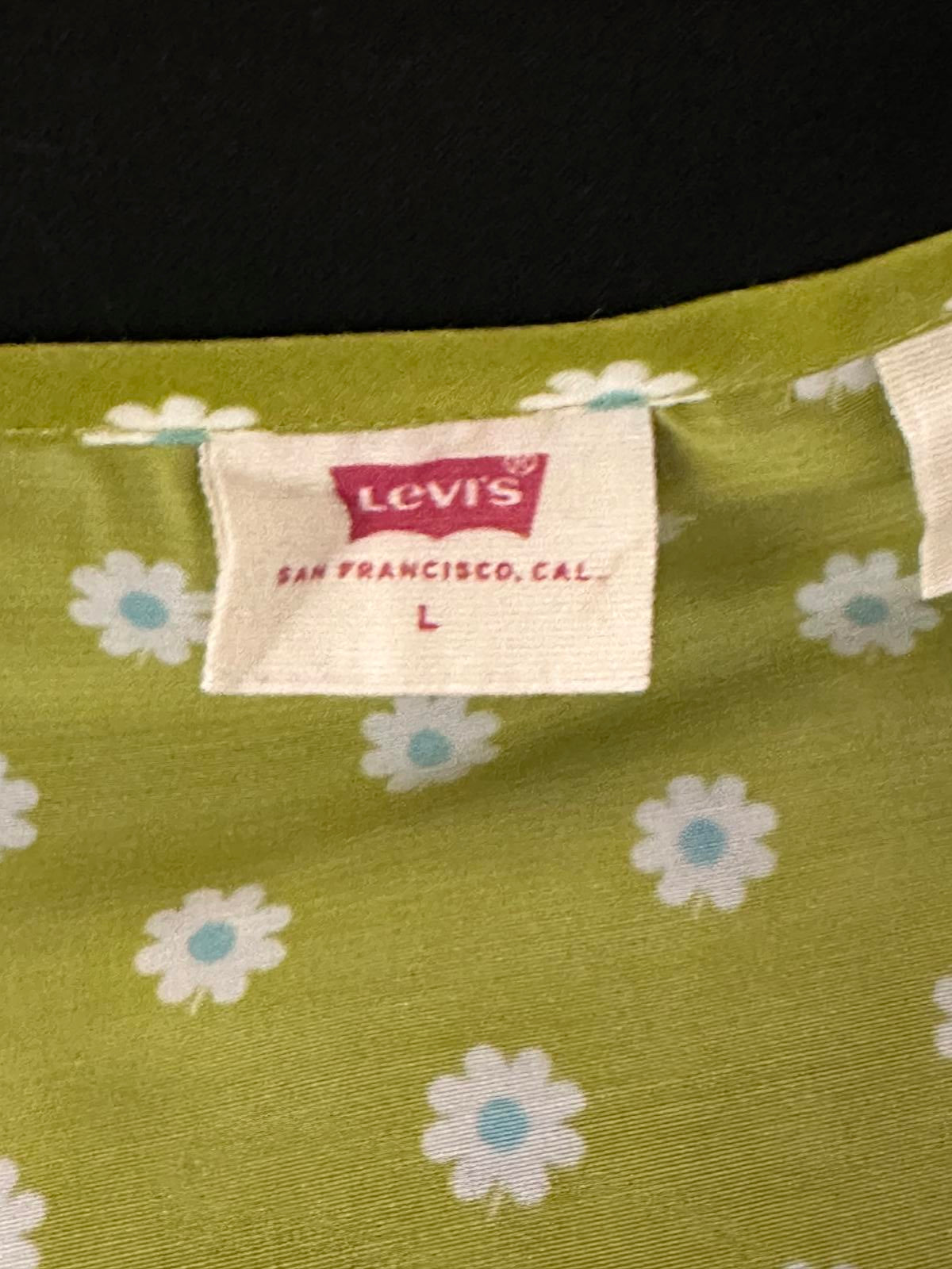 Levi's Y2K 90's Embry lime green daisy tie-front blouse Size Large