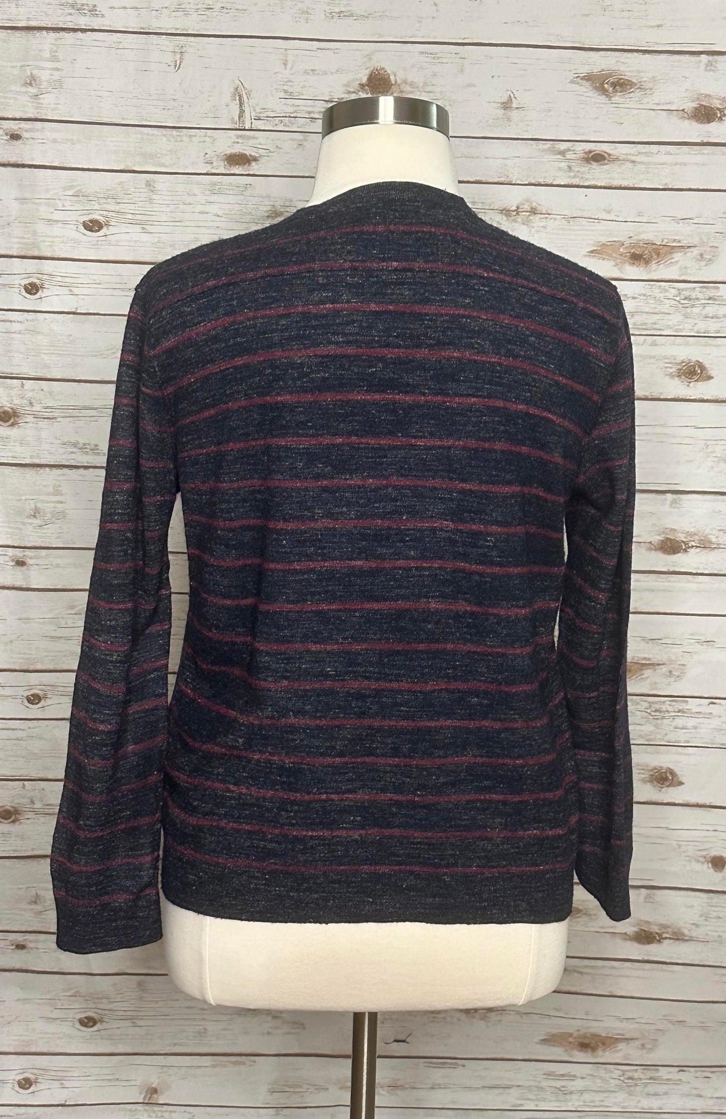 Vince wool-linen blend striped knit henley Size XL