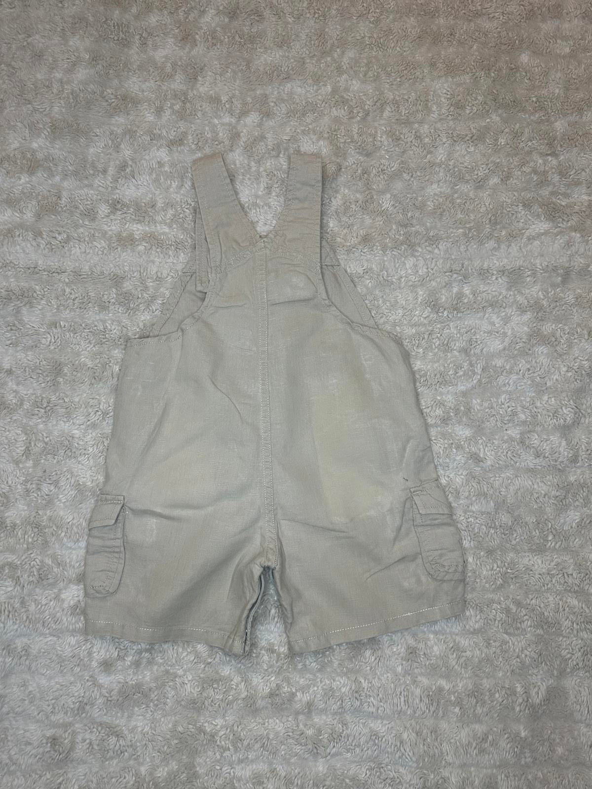babyGAP utility tan linen/cotton bib-style cargo overalls Size 18-24M