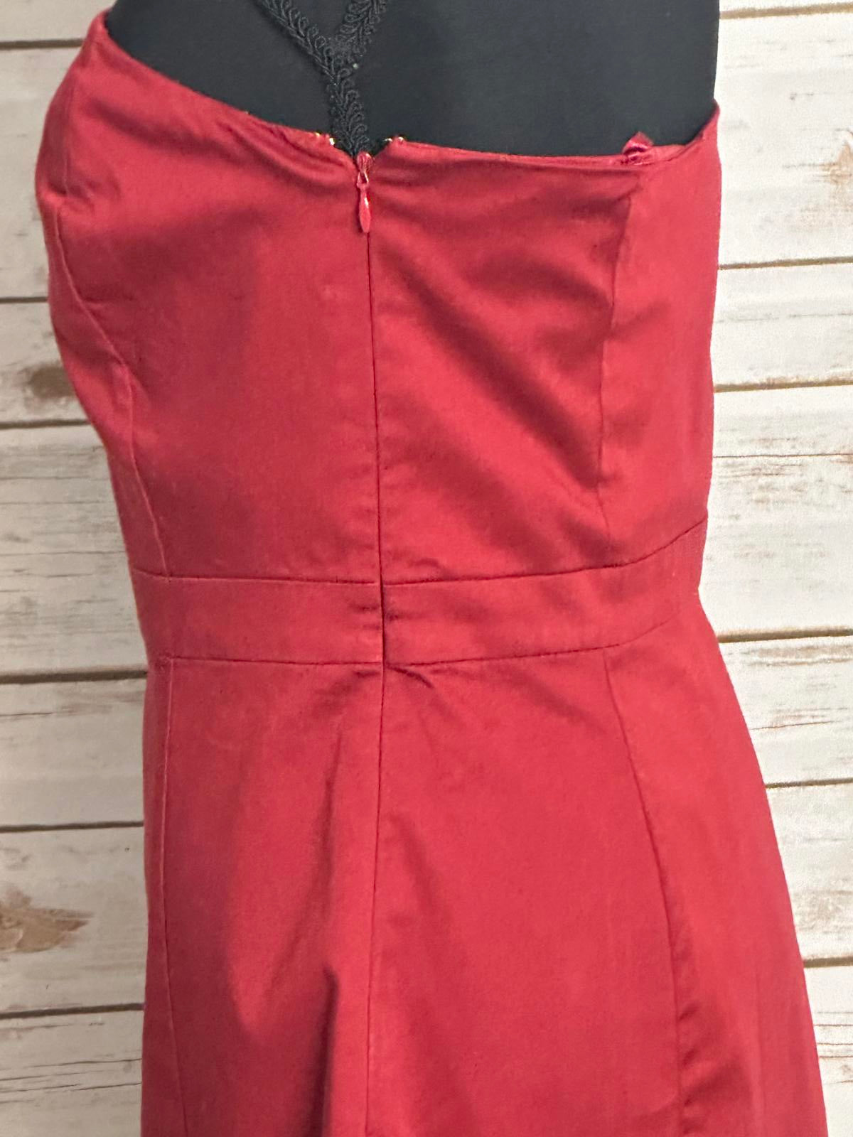 Ann Taylor classic romantic burgundy strapless A-line midi dress Size 2
