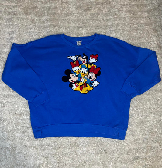 Vintage Disney blue crocheted sweatshirt Size Large