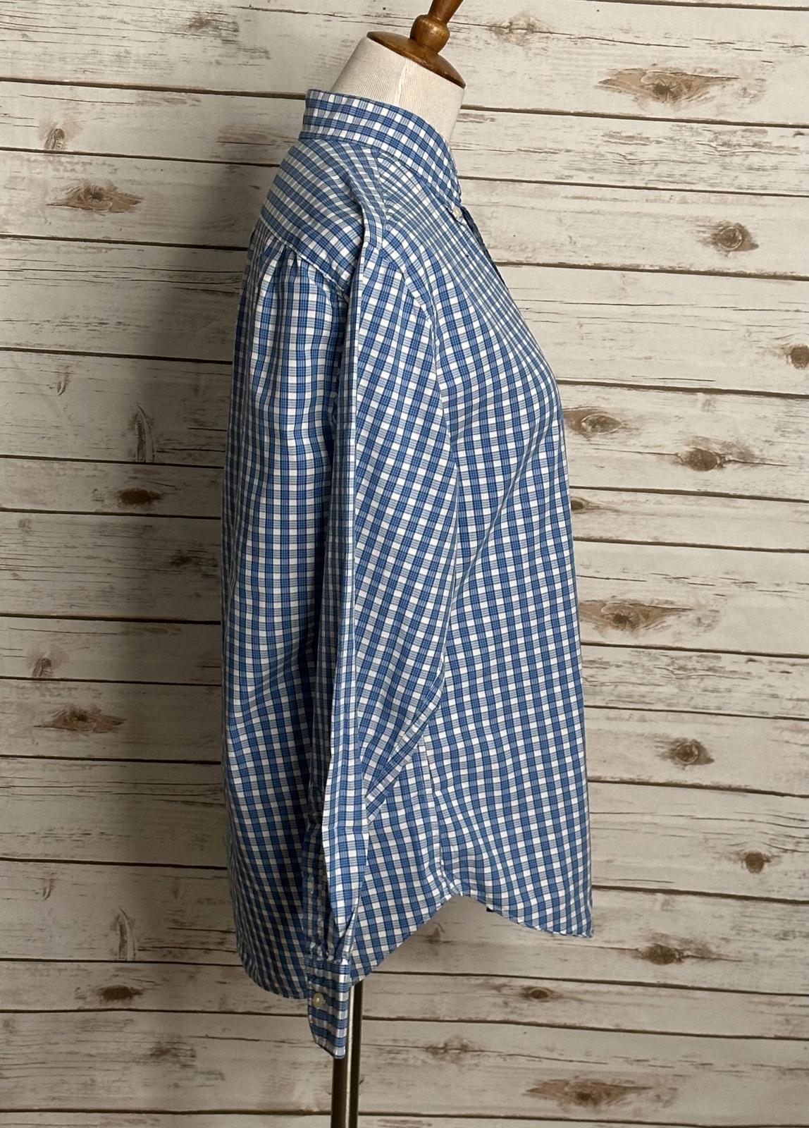 J.Crew Tailored Fit blue/white plaid washed casual button-down shirt Size Medium