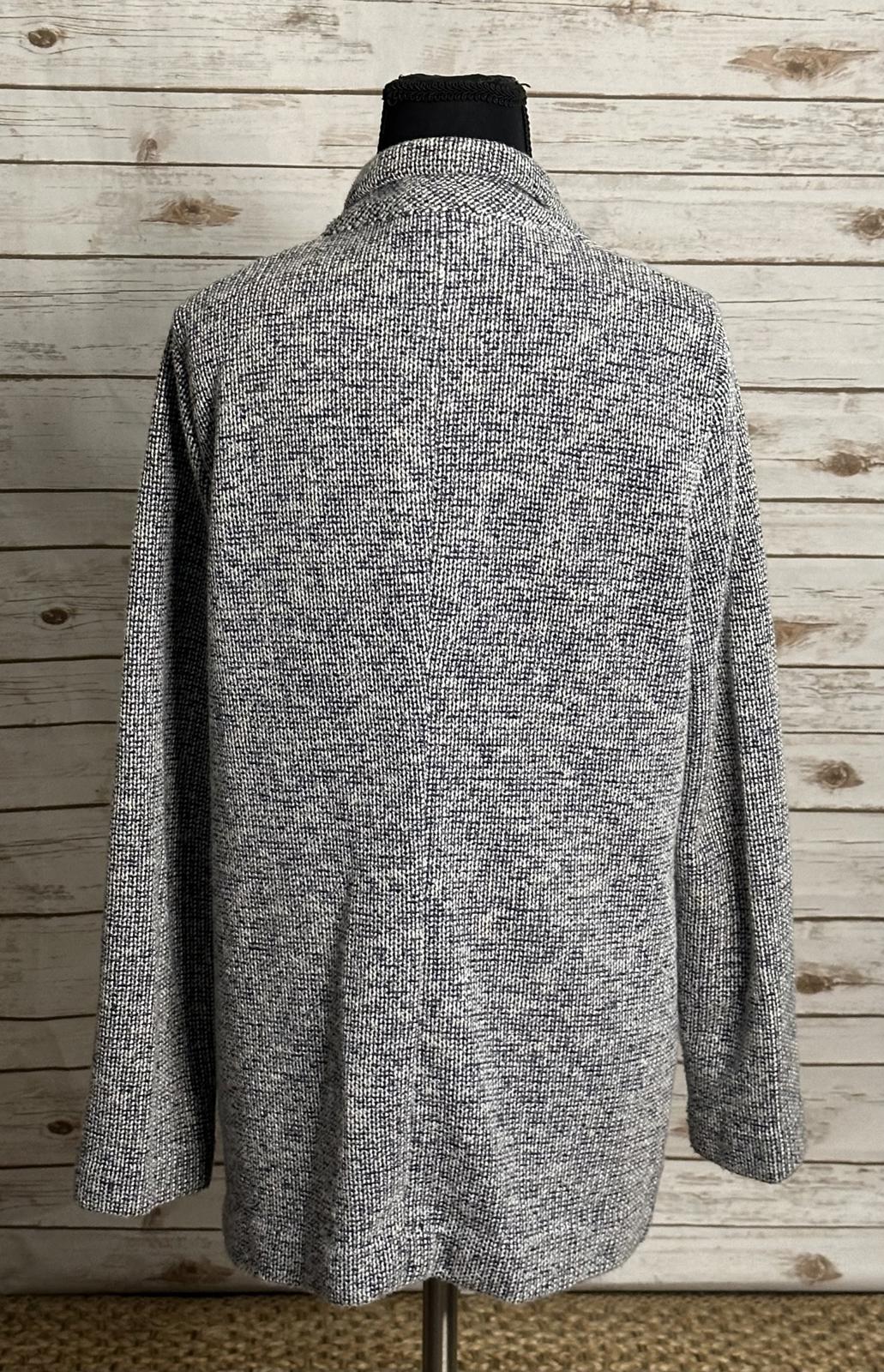 Topshop classic black/white tweed open front knit cardigan jacket Size 6