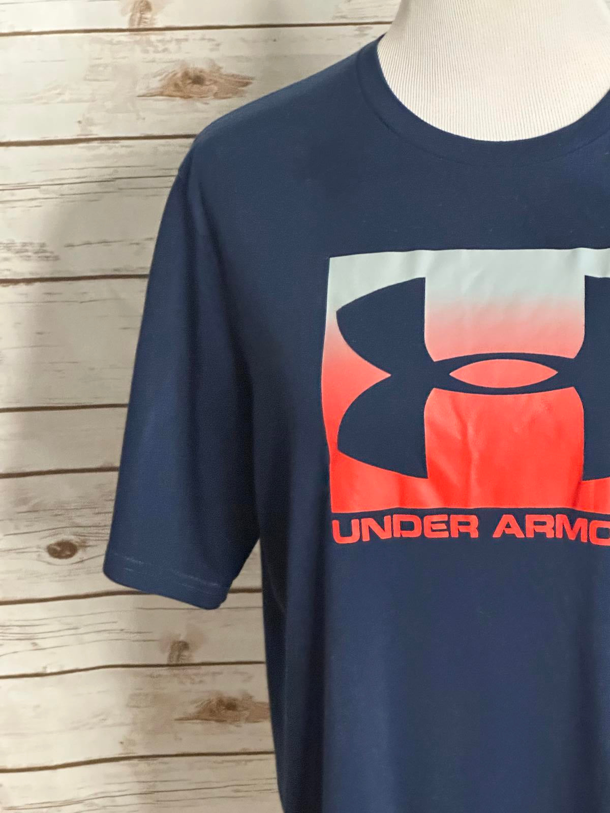 Under Armour Heatgear activewear navy cotton short sleeve t-shirt Size Large