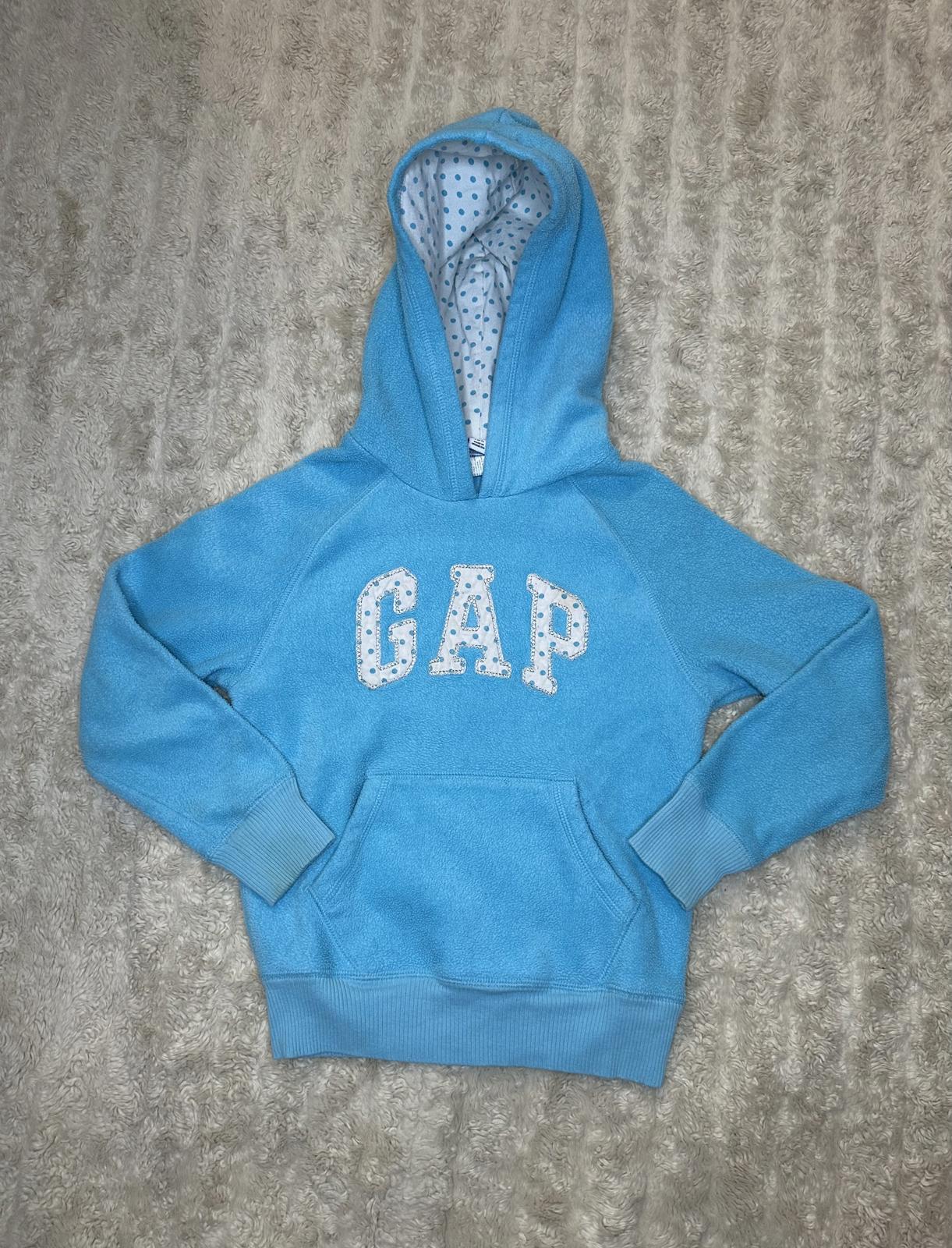 GAP classic turquoise puffed logo fleece pullover hoodie Size Small (6-7)