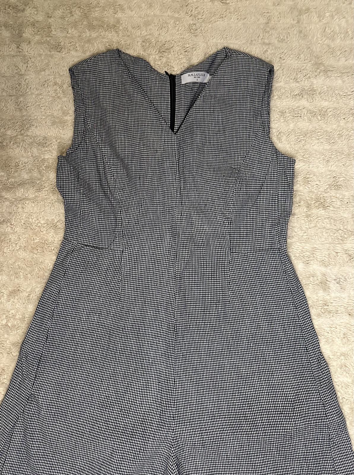 M.M. Lafleur black/white gingham linen-blend Demi wide leg jumpsuit Size 8