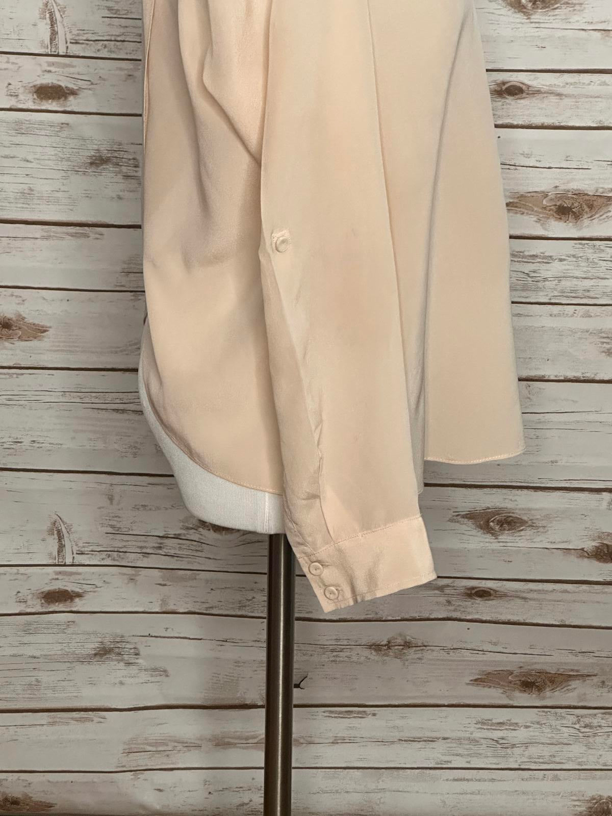 Rebecca Taylor blush open back braided tassel neckline silk blouse Size 6
