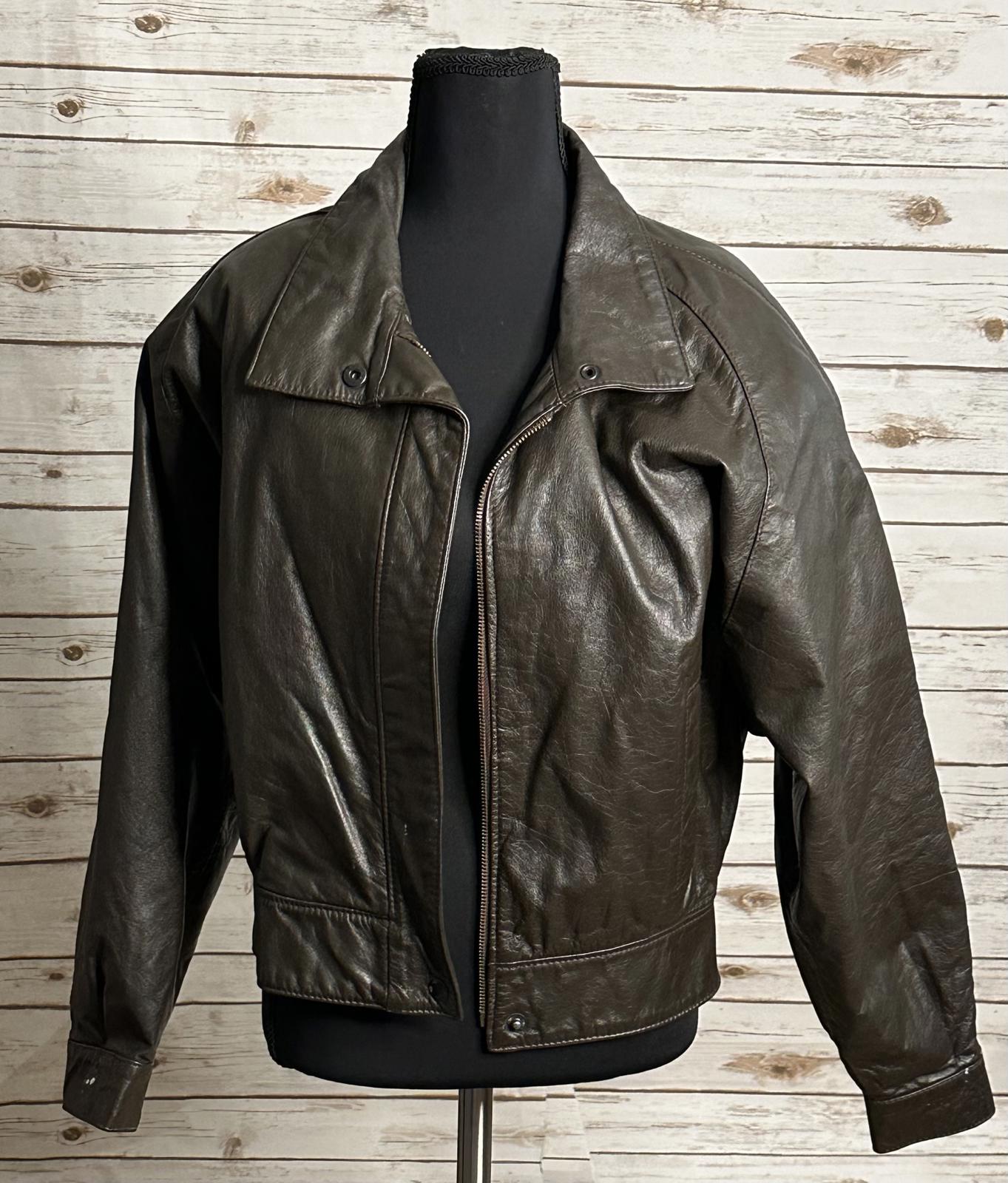 Vintage COMINT brown oversized leather bomber jacket Size Small