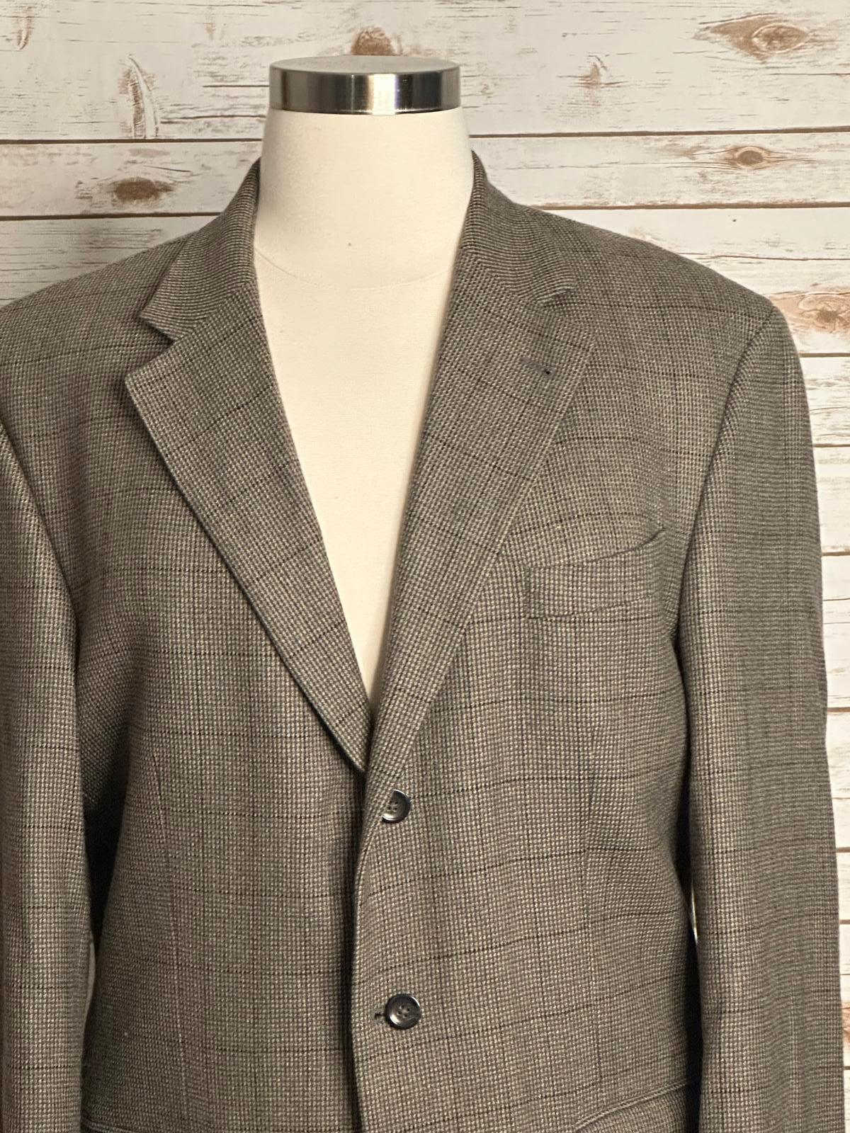 Oscar de la Renta wool/cashmere plaid single-breasted sportscoat/blazer Size 44L