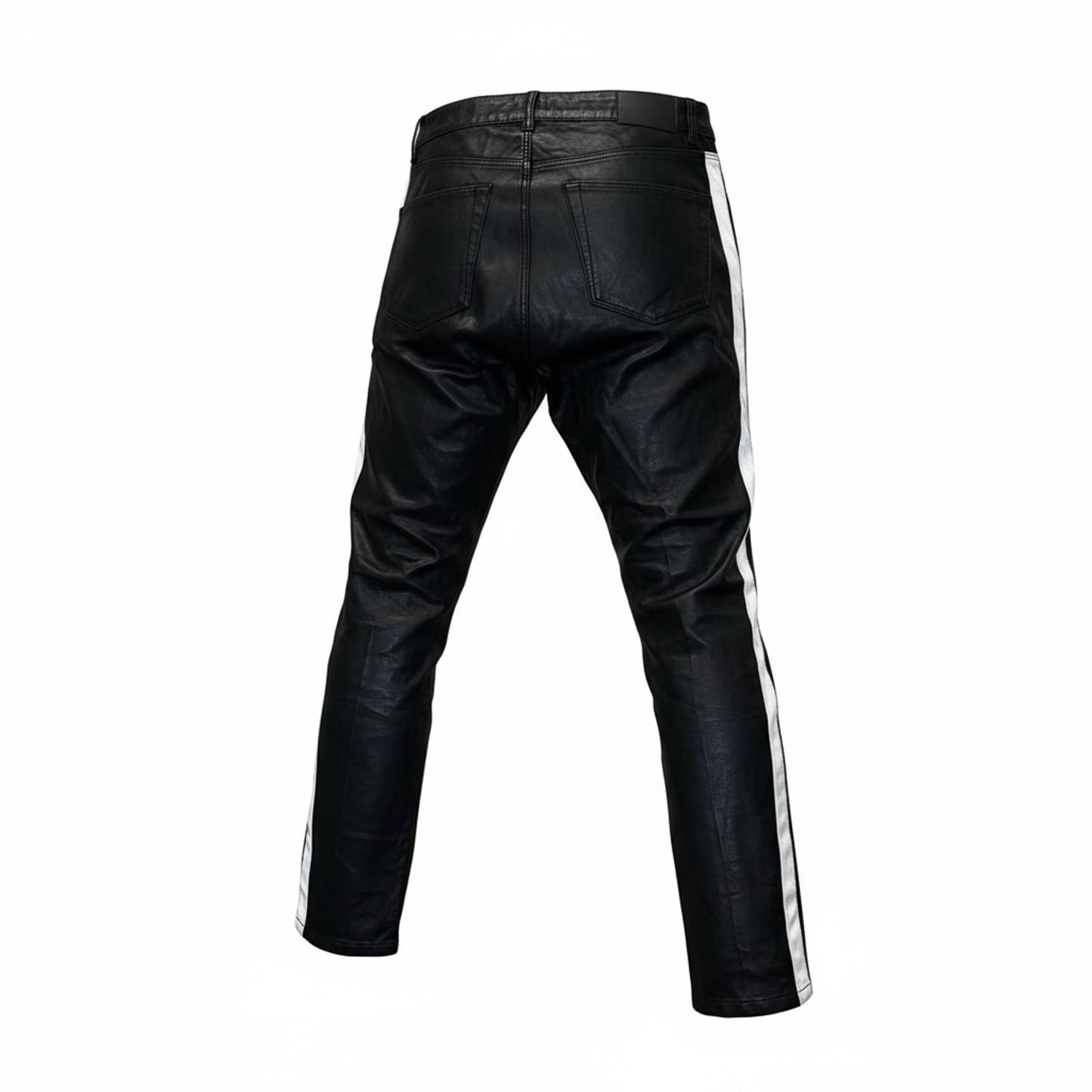 ASOS black/white striped faux leather striped motorcycle racing pants Size 30x30
