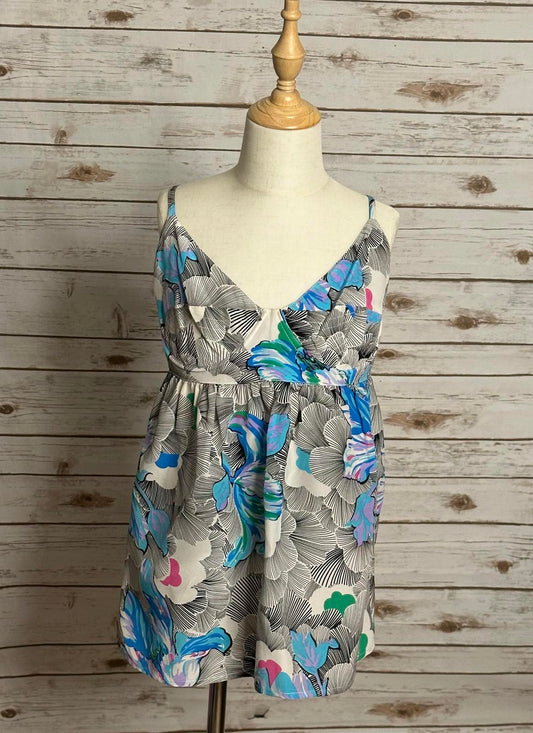 Yumi Kim multicolored Asian-inspired floral silk racerback babydoll top Size XS