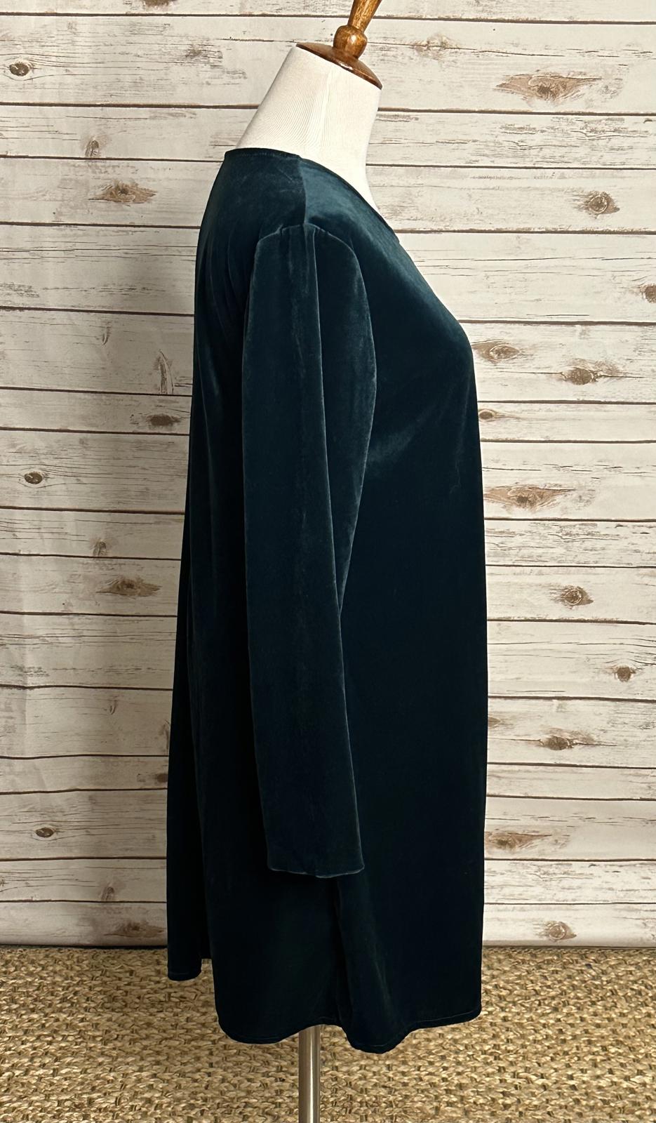 Vintage Spiegel long sleeve jewel-toned green velvet A-line dress Size 12