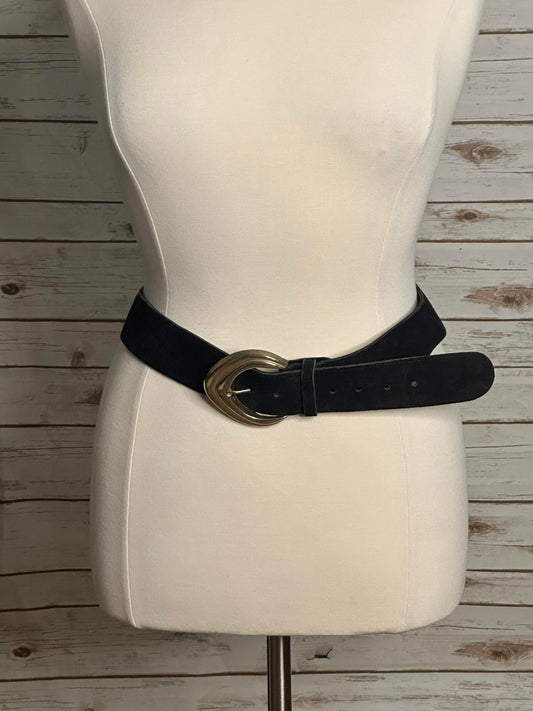 Vintage classic 90's office siren mob wife black suede wide belt Size XL