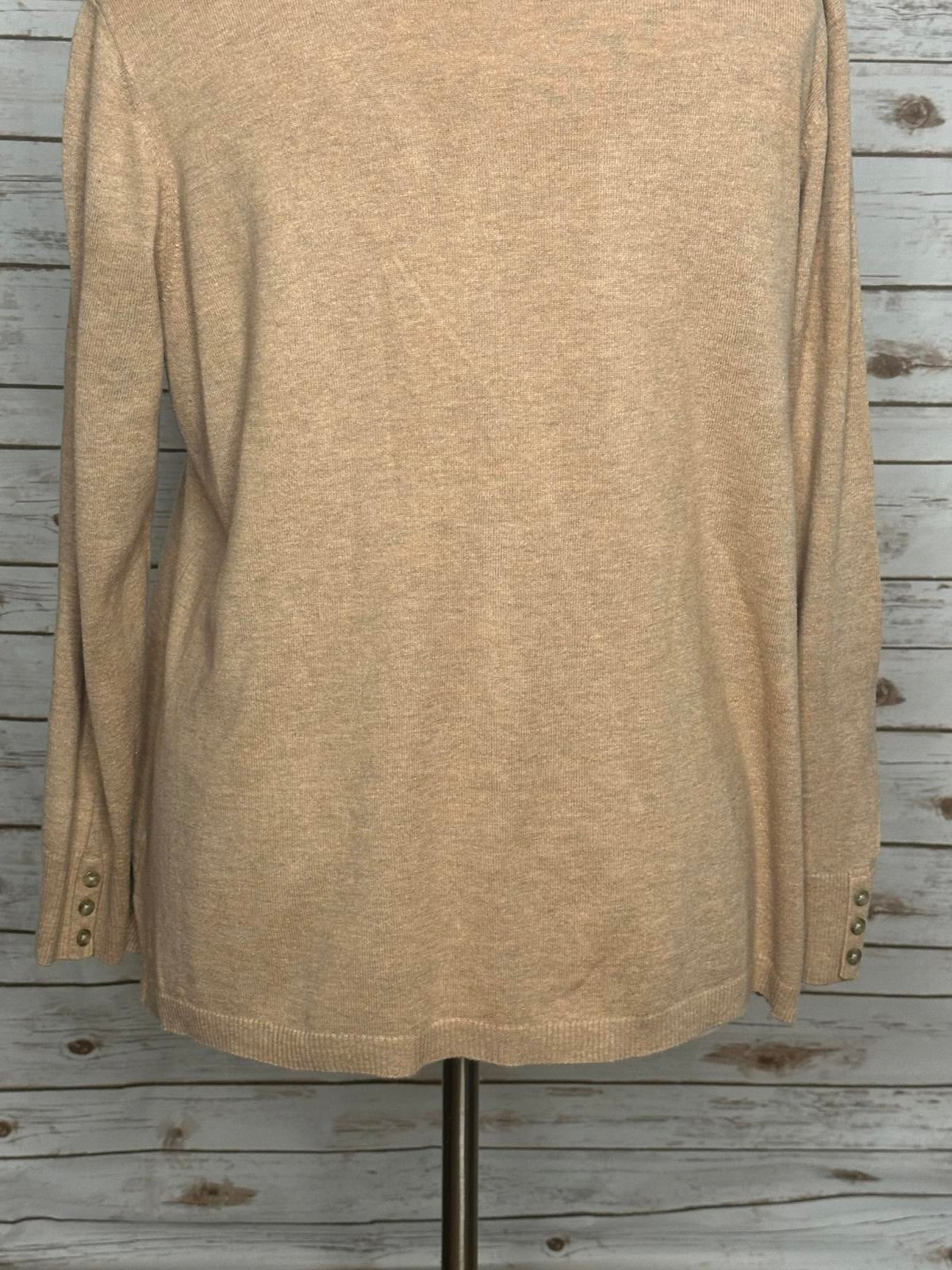 Talbots Plus lightweight tan cotton-blend V-neck sweater Size 2X