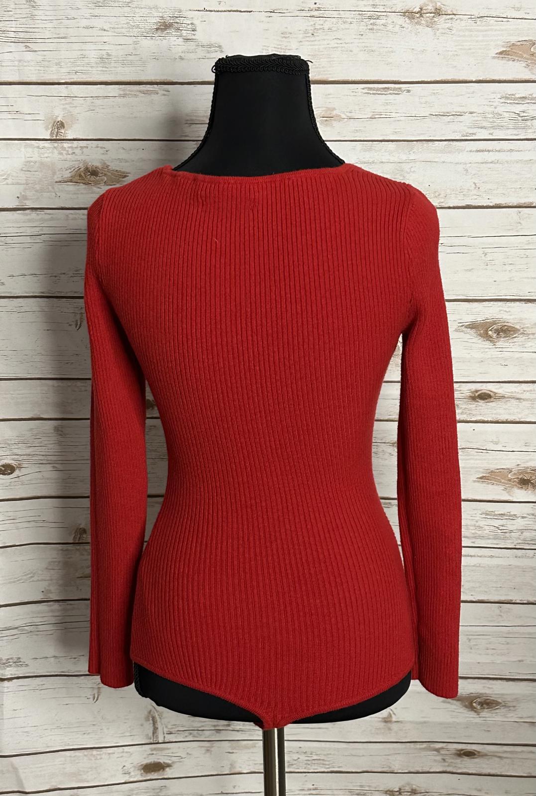 Abercrombie & Fitch red long sleeve ribbed knit bodysuit Size Small