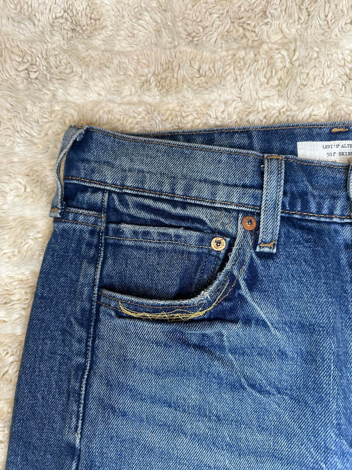 Levi's Altered upcycled stone-washed distressed 501 Skinny jeans Size 26x28