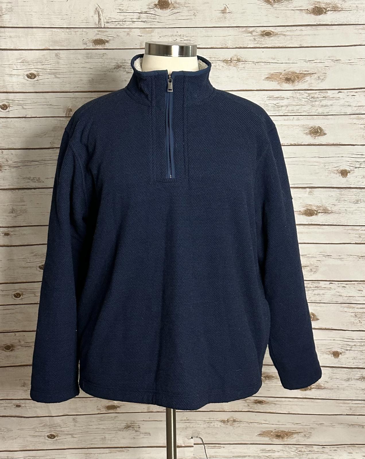 Orvis dark blue gorpcore quarter zip fleece-lined sherpa pullover top Size XL