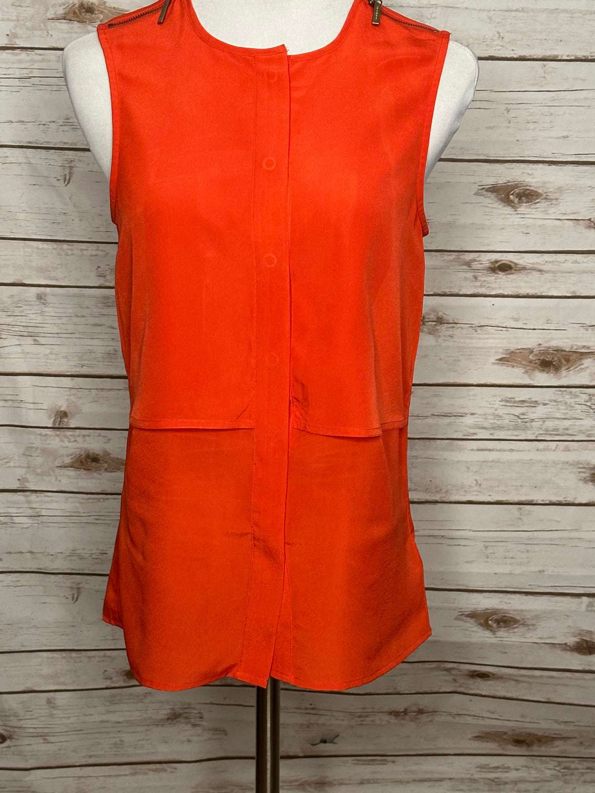 Michael Michael Kors orange sleeveless front draped button-up blouse Size XS